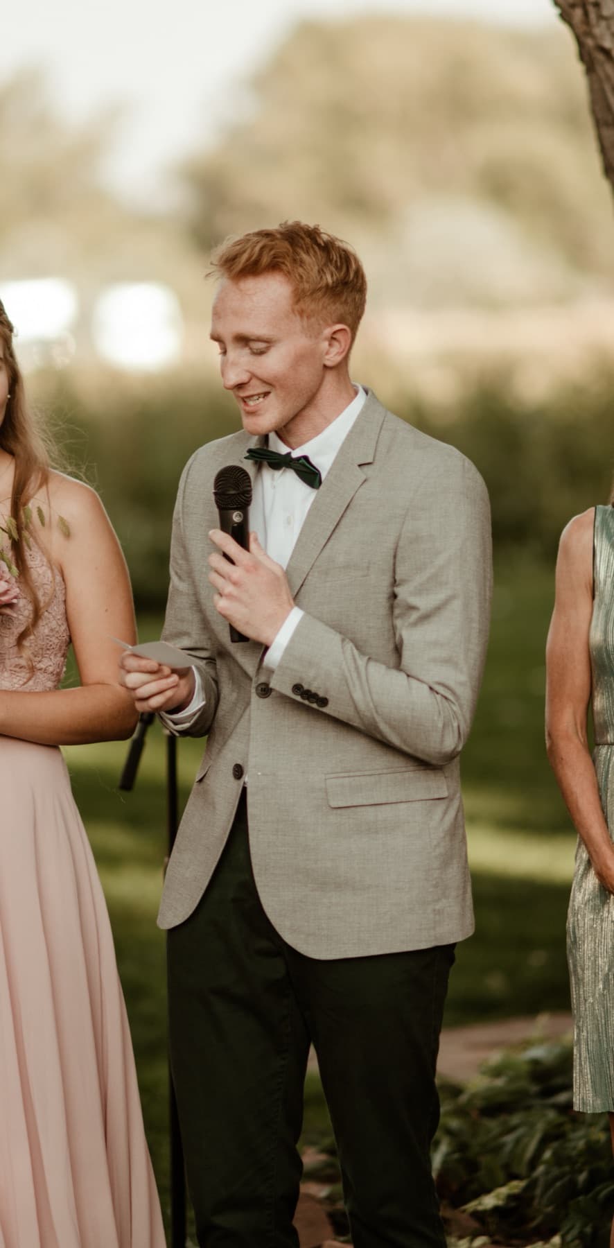 Officiant speaking during a ceremony