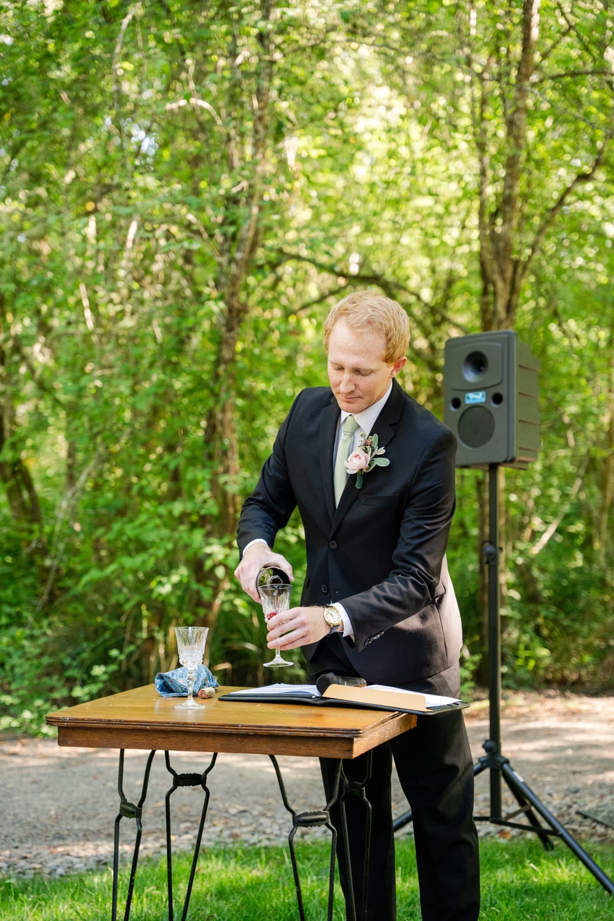 Officiant preparing for a unity ceremony