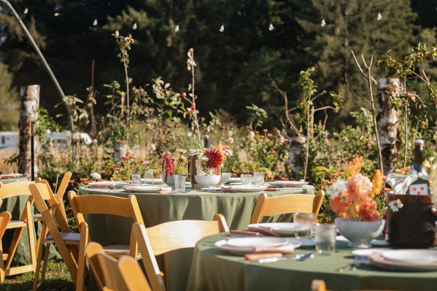 Table linens styled for a reception table